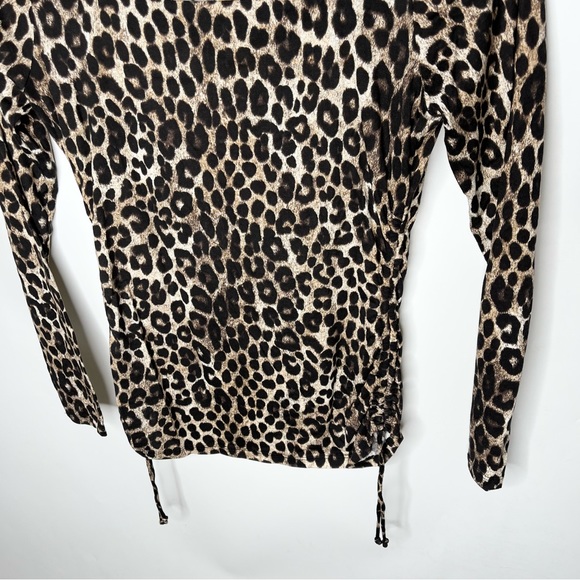 NWT Michael Michael Kors Leopard Animal Print Square Neck Long Sleeve Top Small - Picture 6 of 13